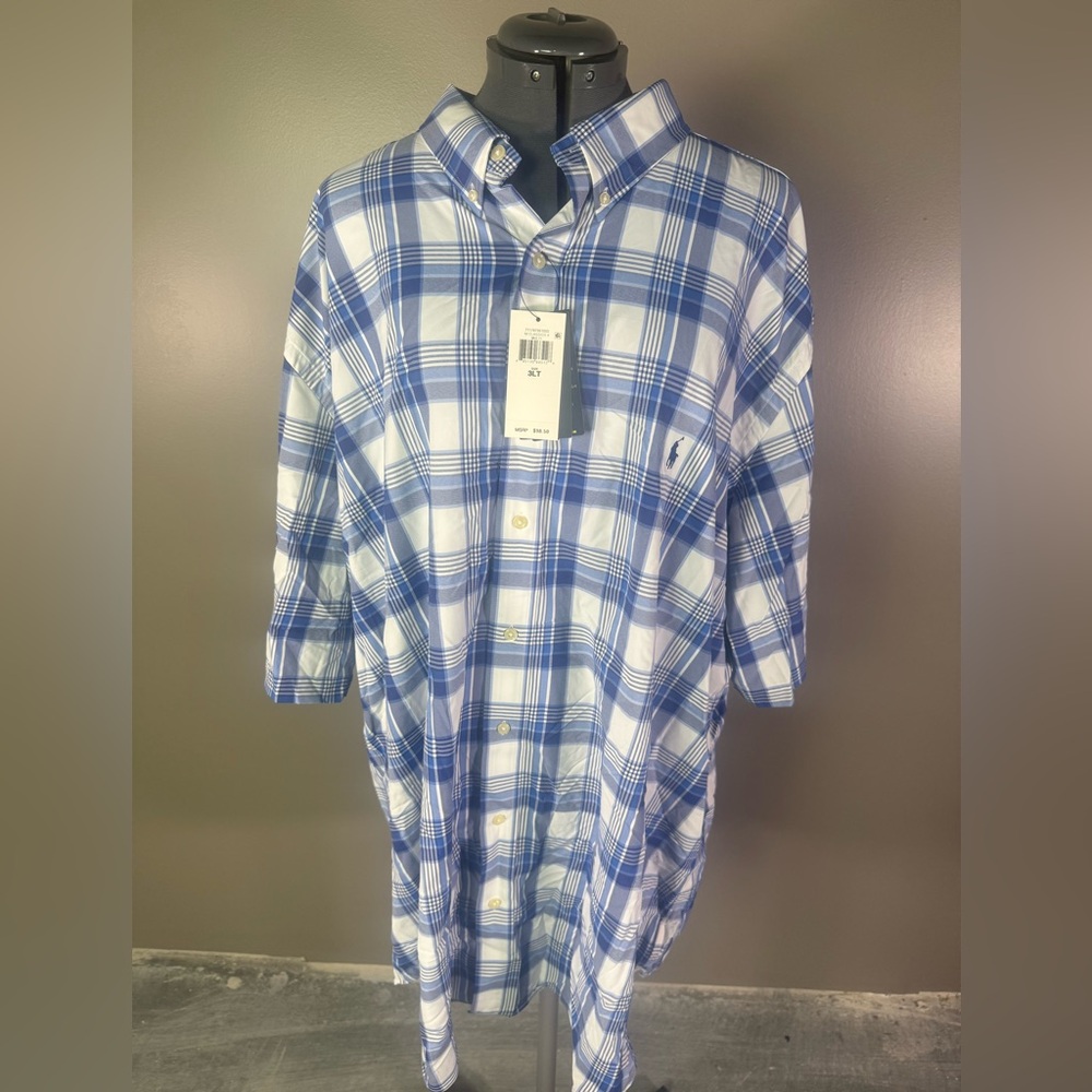 Polo by Ralph Lauren Blue Plaid Men's Shirt Size 3XLT NWT